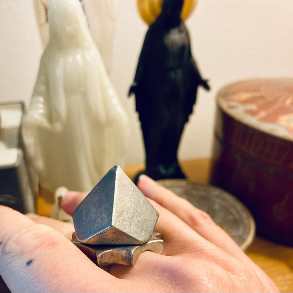 Huge Pewter Pyramid Ring